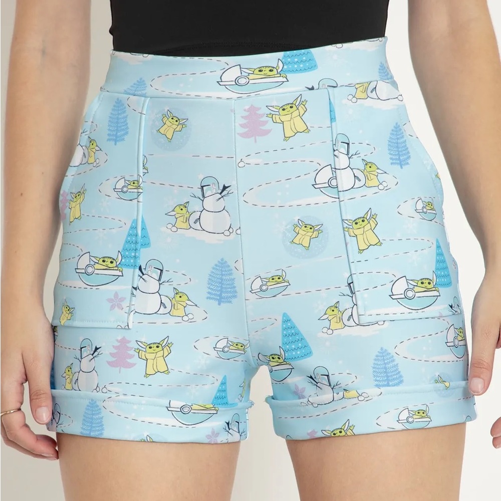 BlackMilkxStar Wars: The Child Winter Wonderland Cuffed Shorts - Grogu/Baby Yoda